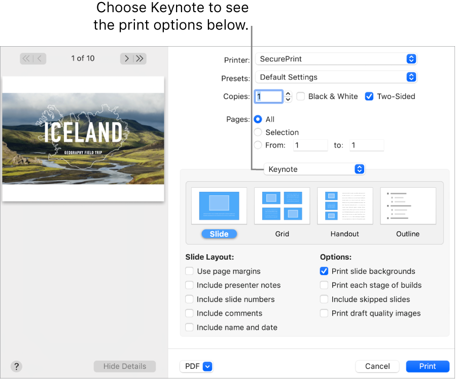 print powerpoint slides with notes for mac